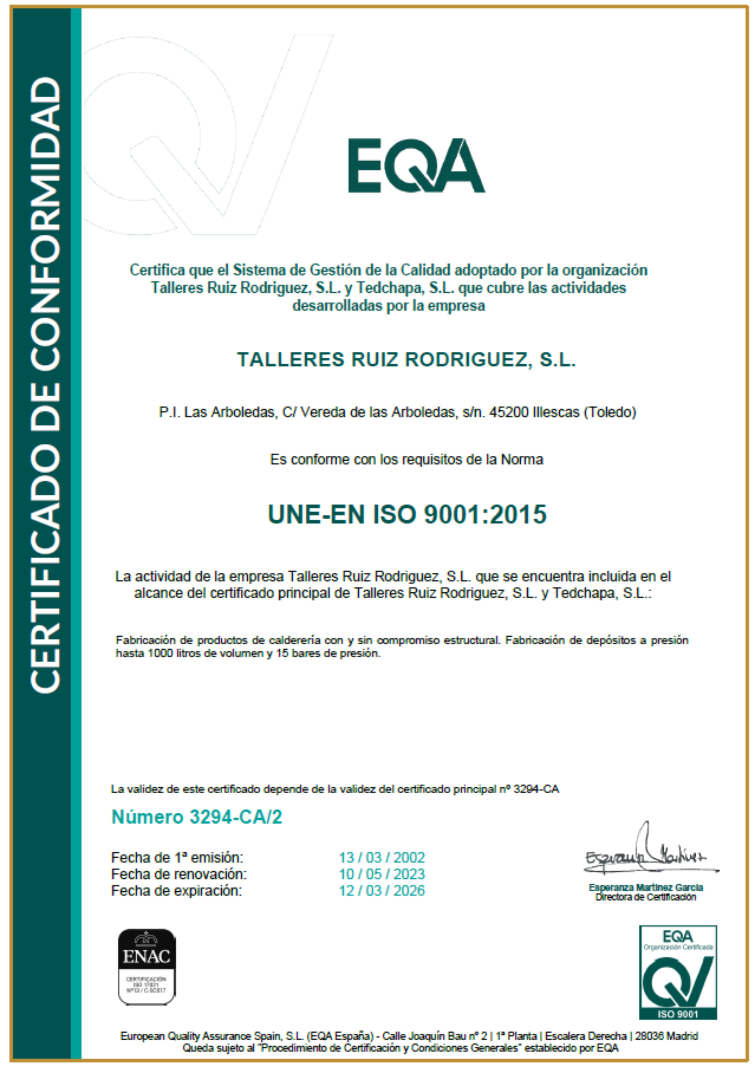 UNE-EN ISO 9001 2015 2025